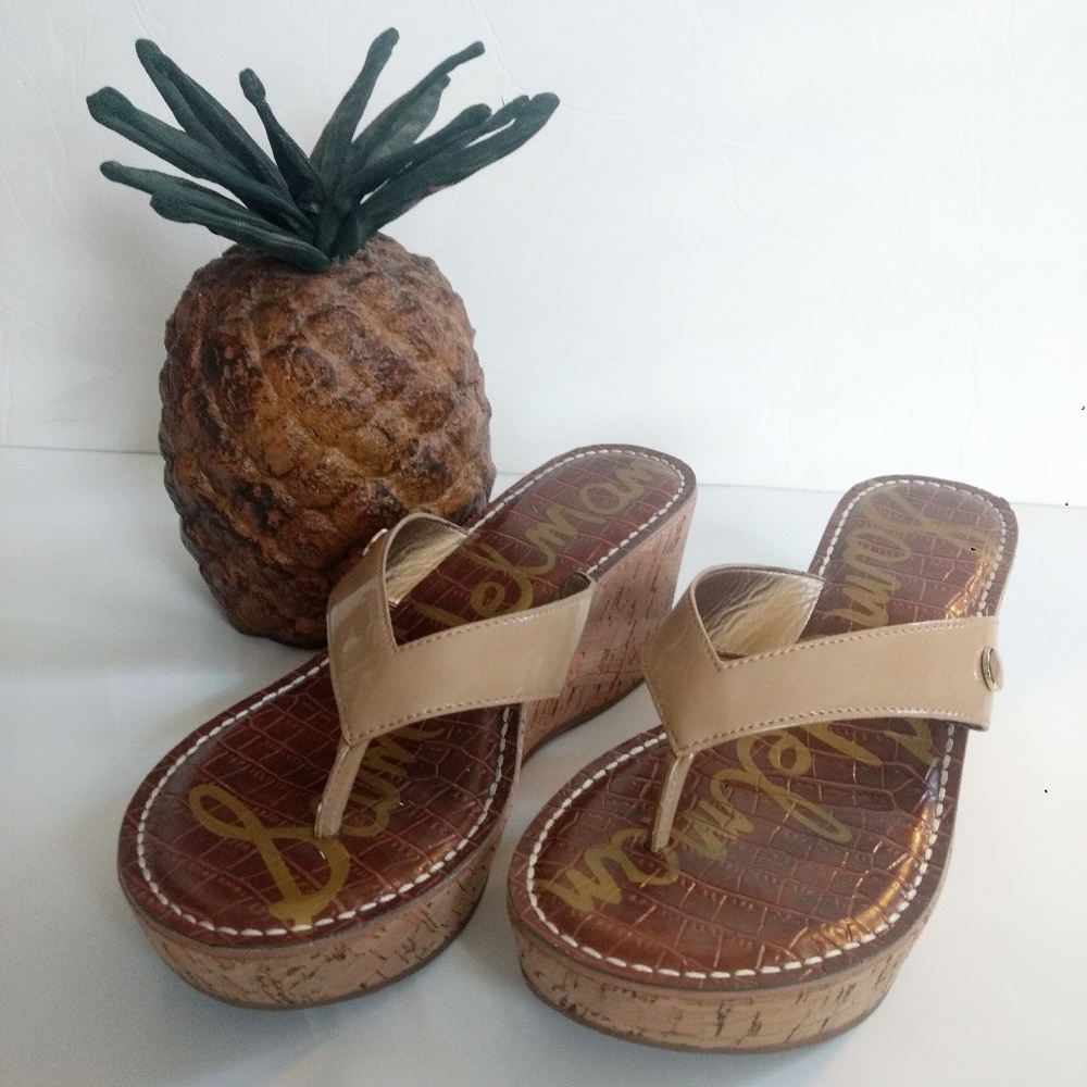 Sam Edelman Cork Wedge Sandals Size 8